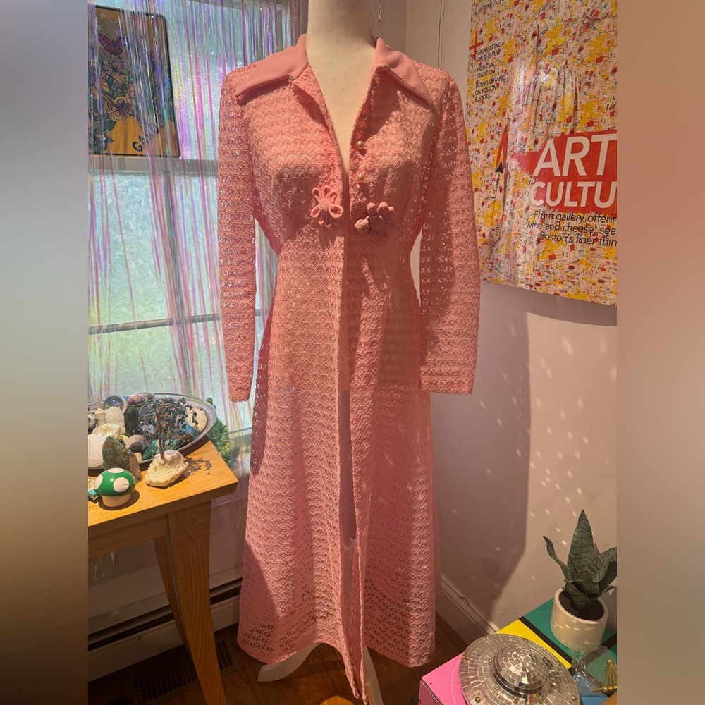 Vintage Pink Lace Robe